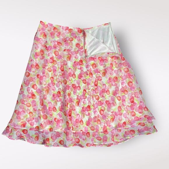 Pierre Cardin Y2K Cherry Print Lined Midi Skirt Womens Size 6P Multicolor - Picture 7 of 8